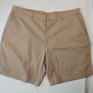 Alfani Mens Tan Khaki Flat Front Chino Shorts Size 40 Stretch Cotton Blend